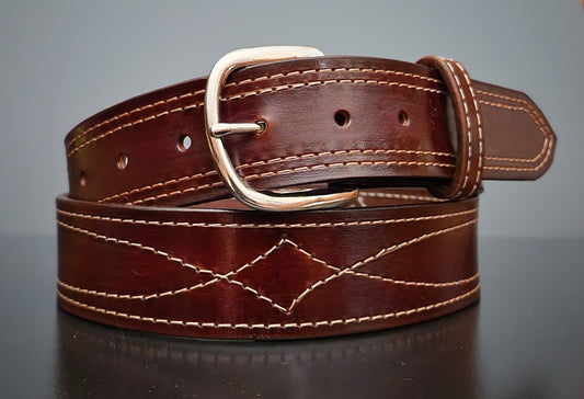 Limited Edition Dark Brown Leather Belt with Gun Slinger Stitch